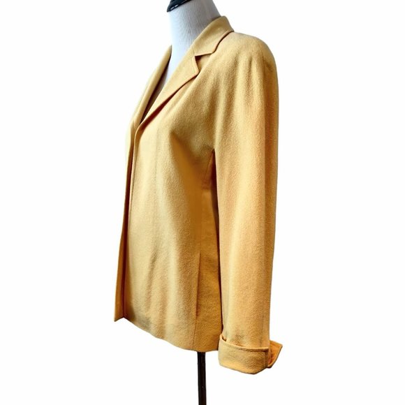 Escada Womens Vtg Yellow Wool Nylon Open Front Pockets Lined Blazer 38 (US M) - Picture 2 of 12